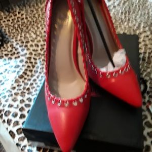 DESIRE SHOES LEXA 2 STILETTOS IN CHINESE RED SZ 10